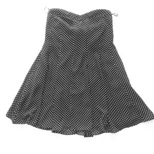 Strapless Navy Blue and White Polka Dot Dress